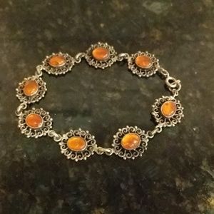 Amber and Silver Bracelet